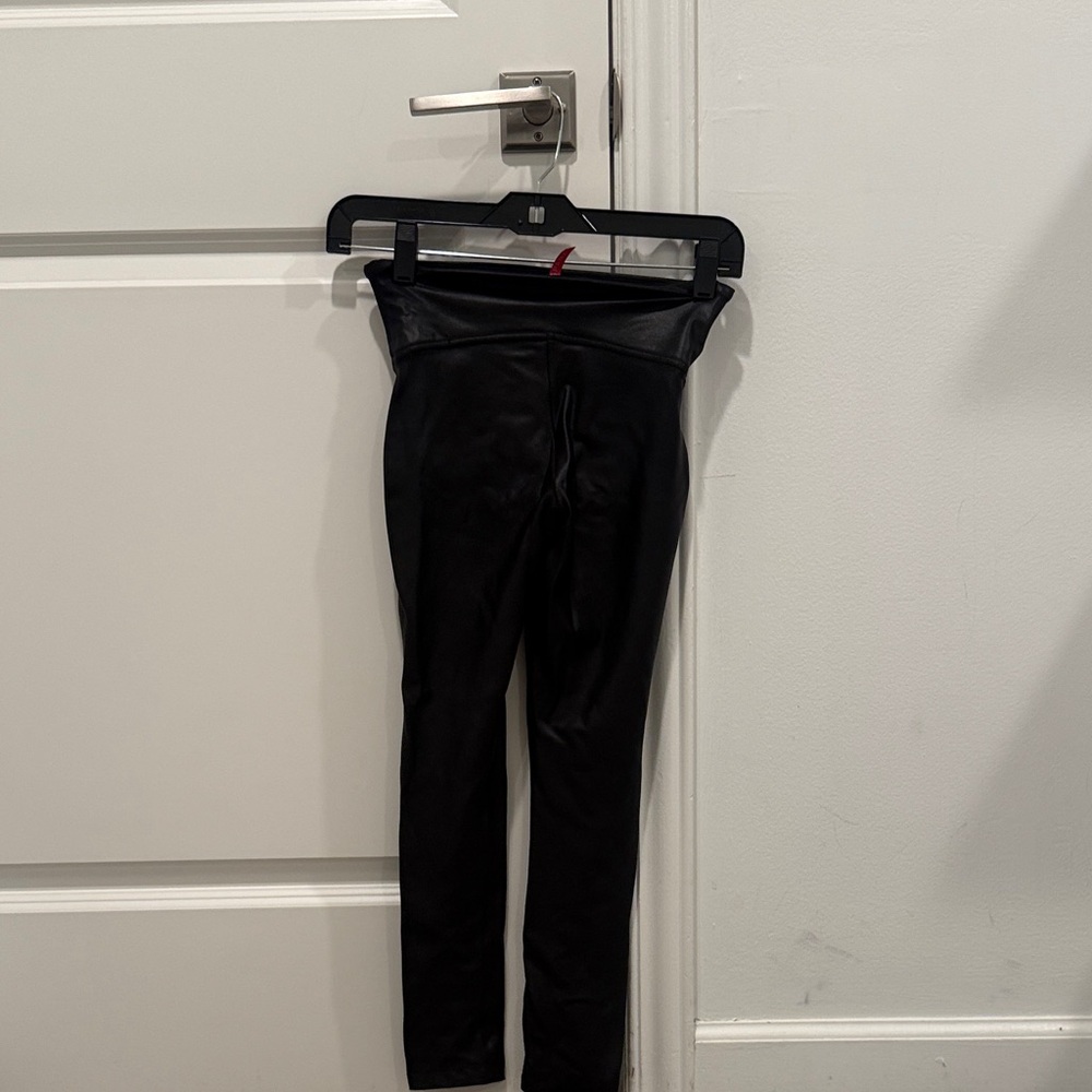 SPANX Black High-Waist Faux Leather Leggings - Picture 3 of 4